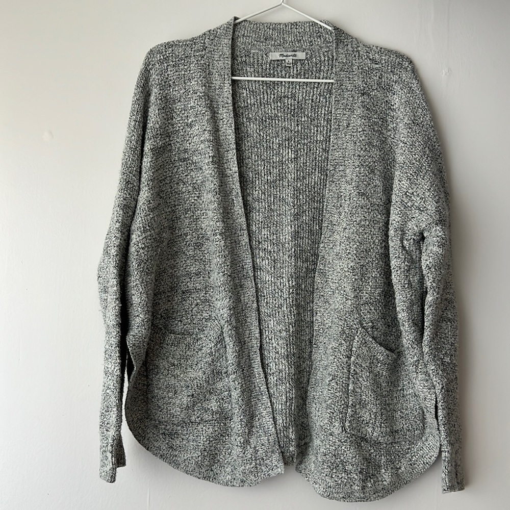 Madewell Linen&Cotton Blend Open Rounded Bottom Cardigan Size S Gray